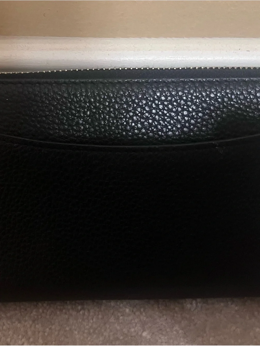 Tory Burch Black Pebbled Leather Wallet with Gold Logo